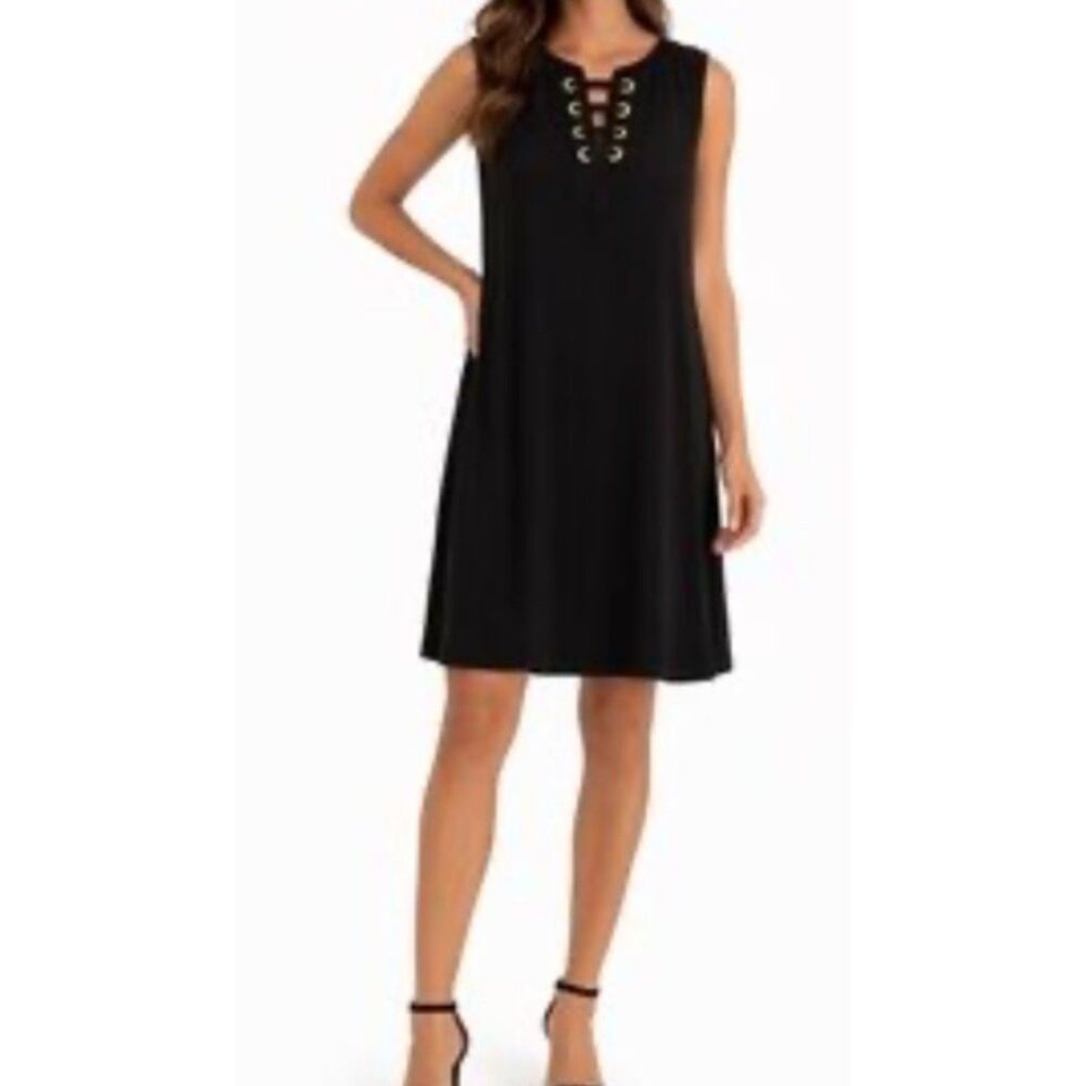 Michael Kors grommet and strap neckline sleeveless shift dress